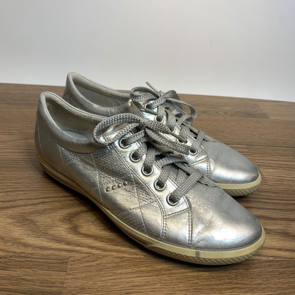Ecco‎ Evo Luxe Golf Shoes Womens Spikeless Cushioned Silver Leather Sz 40/ 9